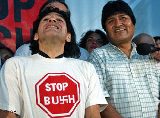 President of Bolivia Evo Morales [right]