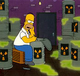 Homer dealing wih nuclear waste - "hmmm, shall we dump it in the Baltic Sea or West Africa?"