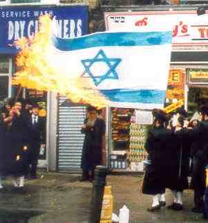 Rabbis Burning the Zionist Flag