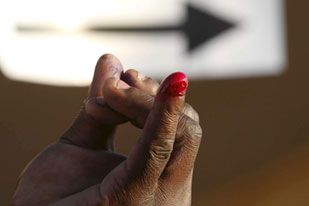 this bloody coloured finger voted in a secret ballot