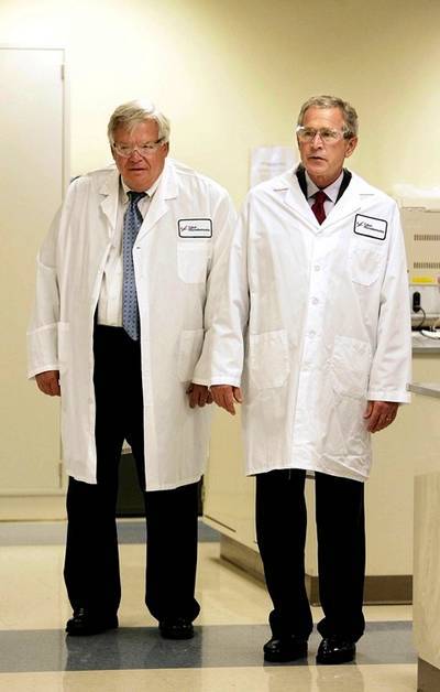 Denny Hastert (on the left) just lost his job as Speaker of the House