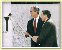 Rabbi Norman Hier, Dean of the Simon Wiesenthal Centre with fellow Zionist G.W. Bush