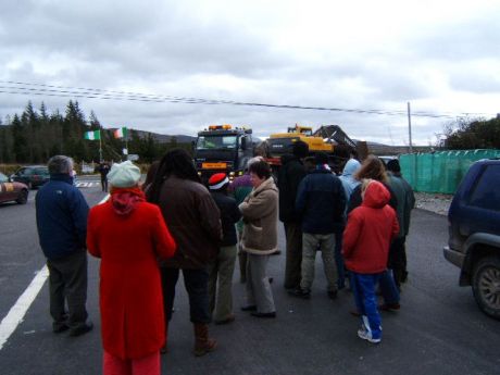 campaigners block the lorry