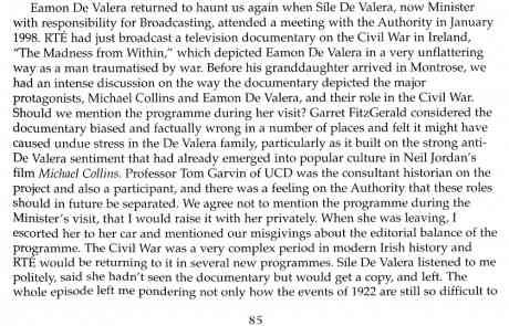 RTE and the Globalisation of Irish Television, page 85, on RTE's new historical consultant policy