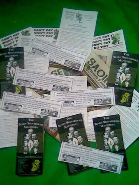 RSF leaflets for Saturday 4th May 2013 , Dublin.