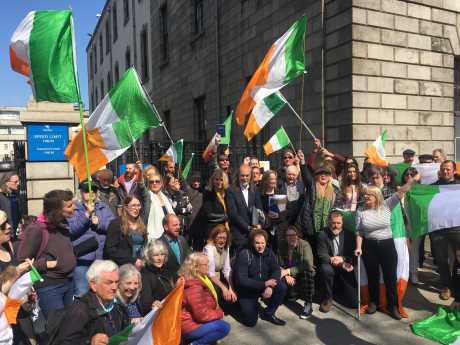 Click on image to see full-sized version gemma_doherty_john_waters_and_followers_outside_high_court_challenge_covid_laws.jpg
