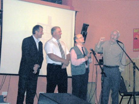 Vincent McGrath, Willie Corduff, and Michel  Seighin with Richard Glenholmes