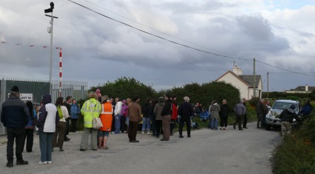 Assembled blockaders - a good turn-out for Sunday evening