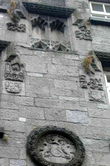 Crests and decorative stonework on Lynch's Castle, Galway