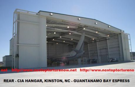 Rear of CIA hangar (Kinston, NC) showing Guantanamo Bay Express.