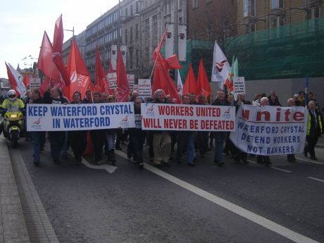 Waterford Glass workers arrive