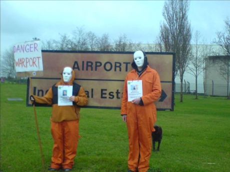 Guantnamo prisoners outside Shannon Airport
