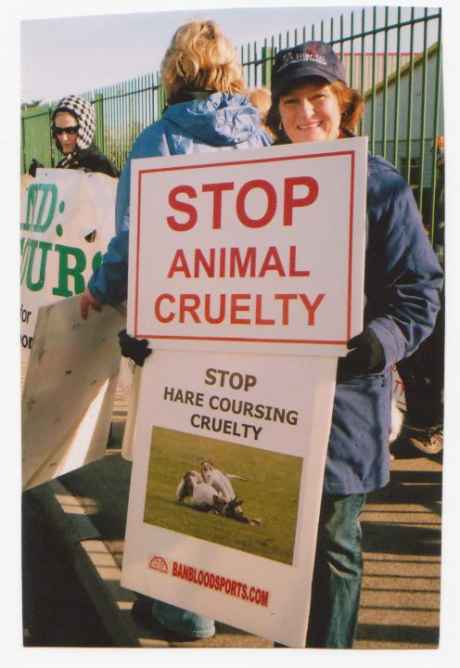 Protester against hare coursing