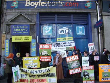 Protesters calling on Boylesports betting agency to stop sponsoring cruel hare coursing