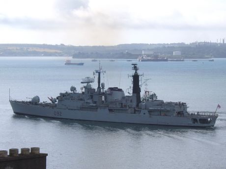 HMS Liverpool passing Cobh this morning on her way out