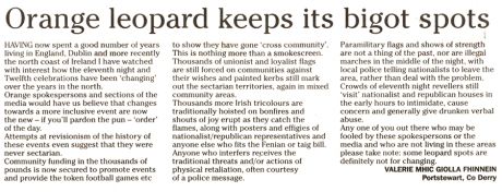 Irish News July 17 2007 - can a bigot change her/his spots? (CLICK TO READ)