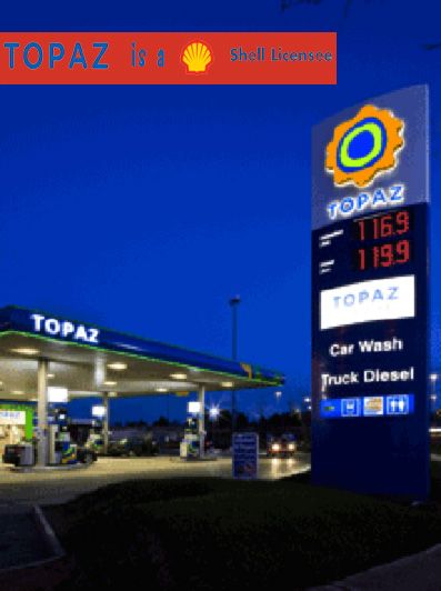 Shell sells petrol in Ireland through its licensee Topaz energy