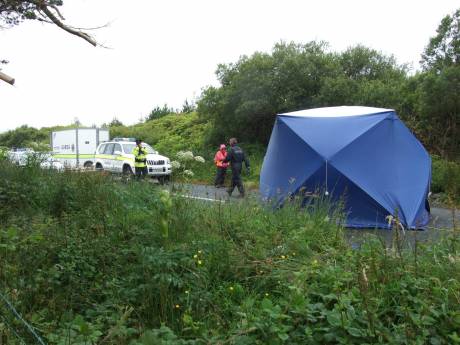cutting scene with blue tent erected
