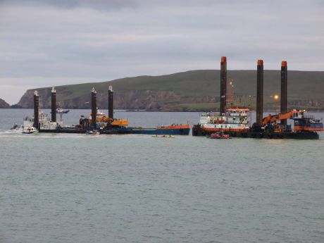 IRMS security and Belcross 'safety' boats struggle to keep us away from dredgers. 