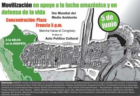 Mobilisation in support of hte Amazonian struggle and in defense of the life - World Environmental Day