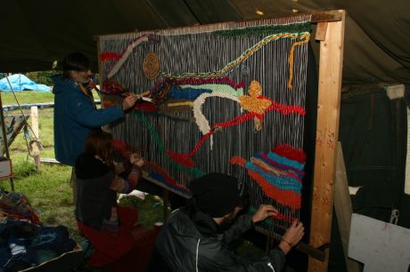 Community weaving went on throughout the weekend