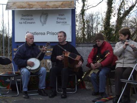 Music for Pat at the prison gates, played by his neighbours and friends from Erris