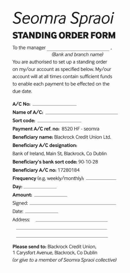 Standing order form