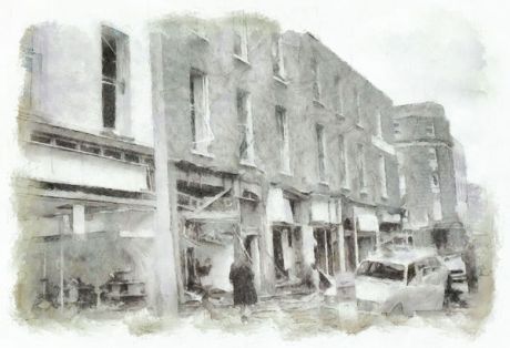 Some of the devastation on Talbot Street in 1974