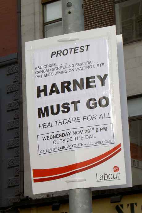Harney Must go - posters are been removed by Dublin City Council