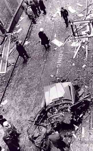 Picture from a height of the 20th Jan 1973 bombing on Sackville place, copyright the respective owner