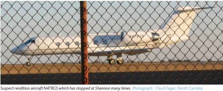 Image of suspect rendition aircraft frequently used for renditioning innocents to Guantnamo . A lawsuit filing in 2004 showed that White House knew the vasy majority of Guantnamo inmates were completely innoncent