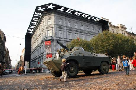 Revolutionary re-enactments all over Budapest - this one in front of the Hungarian equivilent of GTMO