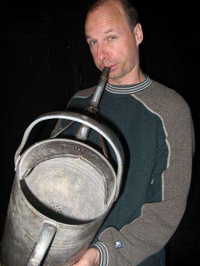 Troels plays the watering-can for the DU Players