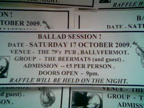 'Beer Mats' gig , Saturday 17th October 2009 , Ballyfermot, Dublin.