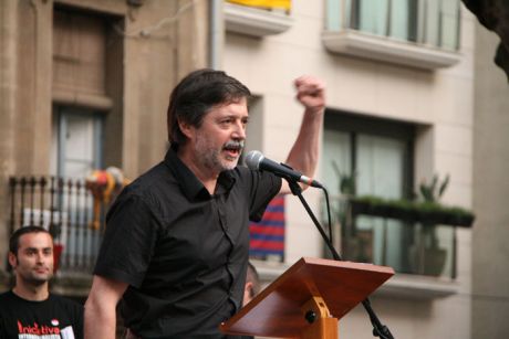 Rafa Diez Uzabiega secretary general of LAB 1986 - 2008 speaking at II rally in Barcelona June 2009