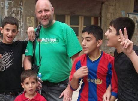 Joe and some locals from the Palestinian refugee camp in Latakia
