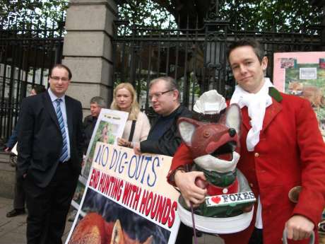 Labour Deputy Patrick Nulty with protesters at Dail