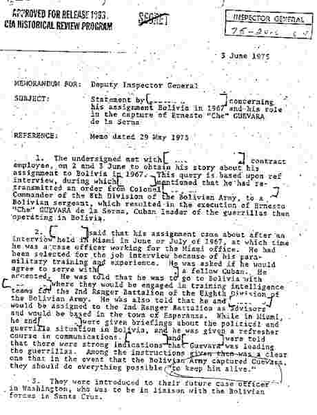 CIA report on the arrest, murder & mutilation of Ernesto Che Guevara
