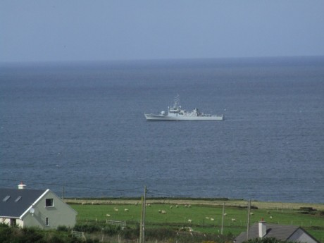 Shell War-Boat Orla on her way out of Broadhaven on Sunday afternoon