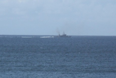 Shell War-Boat Orla on way out of Broadhaven Bay Sun. afternoon