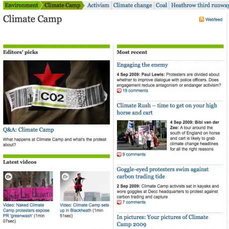  Guardian carries huge amount of uk climate camp stuff - people preparing now for COP15